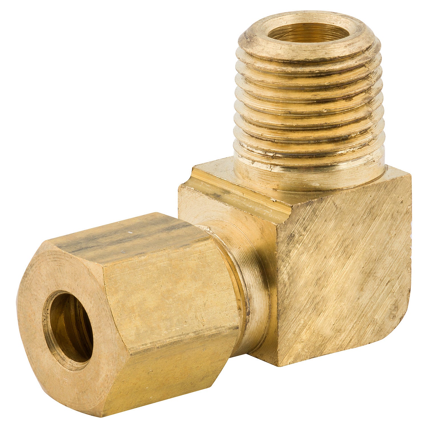 Elbow compression ring fitting R 3/8-10 (M16x1.5)mm, brass