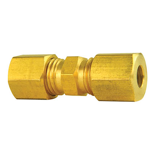 3/16 in. Tube OD - Straight Union - Brass Compression Fitting - SAE#  060101BA