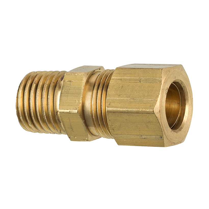 90101 Male Connector, Compression Fitting, Brass, 3/16 x 1/8